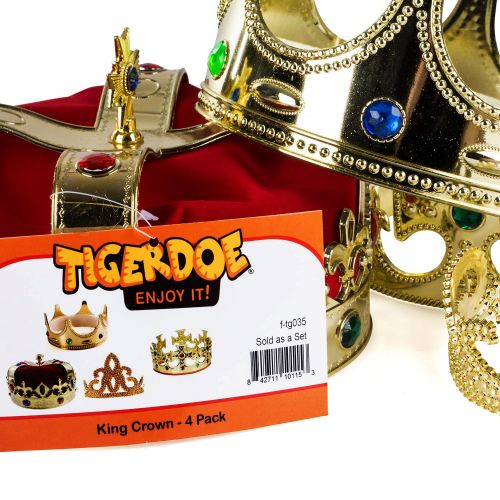  Tigerdoe Kings Crown - 4 Pack - Royal King Crowns and Princess Tiara - Costume Accessories