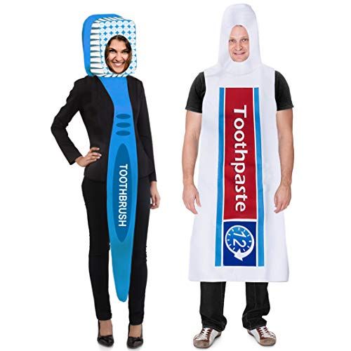  할로윈 용품Couples Costumes - Toothbrush and Toothpaste Costume - 2 Pc Set - Halloween Dress Up - Funny Costumes Tigerdoe