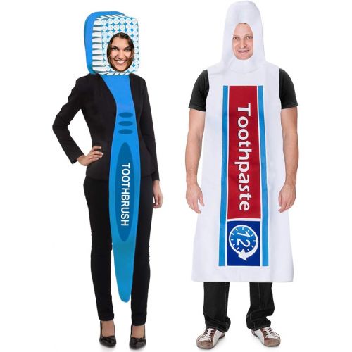  할로윈 용품Couples Costumes - Toothbrush and Toothpaste Costume - 2 Pc Set - Halloween Dress Up - Funny Costumes Tigerdoe