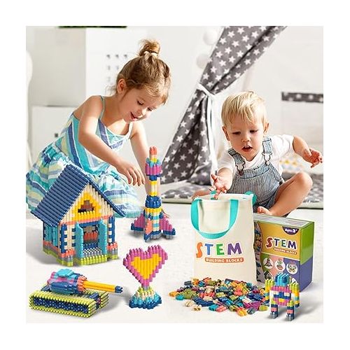  Kids 1120pcs Building Blocks Set Educational STEM Building Toy, Construction Block Toys Set Learning Playset Kit for Boys Girls, Child Brain Development Preschool Kindergarten Toy Age 3+