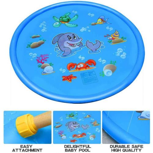  Tigerhu Sprinkler for Kids, Splash Plat Mat, and Wading Pool for Learning  Boyss and Girlss Sprinkler Pool, 68 Inflatable Water Toys  Outdoor Swimming Pool for Babies and Toddler