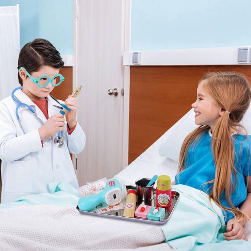  Tigerhu Doctor Kit for Kids, 27Pcs Pretend Play Educational Doctor Toys Dentist Medical Kit with Stethoscope & Medical Storage Bag for Toddler Boys Girls