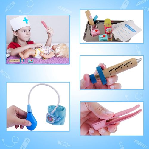  Tigerhu Doctor Kit for Kids, 27Pcs Pretend Play Educational Doctor Toys Dentist Medical Kit with Stethoscope & Medical Storage Bag for Toddler Boys Girls