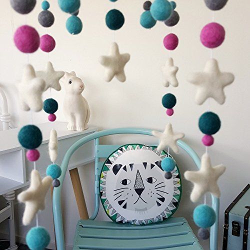  Tik Tak Design Co. Navy Star Baby Mobile by Tik Tak Design Co  Felt Ball Mobile for Your Boy or Girl Babies Bed...