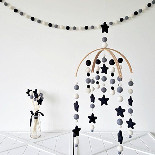  Tik Tak Design Co. Navy Star Baby Mobile by Tik Tak Design Co  Felt Ball Mobile for Your Boy or Girl Babies Bed...