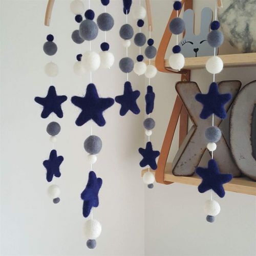  Tik Tak Design Co. Navy Star Baby Mobile by Tik Tak Design Co  Felt Ball Mobile for Your Boy or Girl Babies Bed...