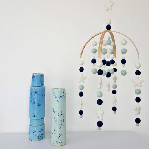  Tik Tak Design Co. Navy Star Baby Mobile by Tik Tak Design Co  Felt Ball Mobile for Your Boy or Girl Babies Bed...