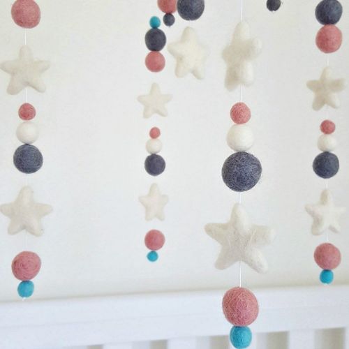  Tik Tak Design Co. Navy Star Baby Mobile by Tik Tak Design Co  Felt Ball Mobile for Your Boy or Girl Babies Bed...