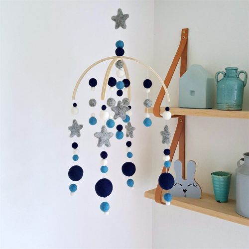  Tik Tak Design Co. Navy Star Baby Mobile by Tik Tak Design Co  Felt Ball Mobile for Your Boy or Girl Babies Bed...