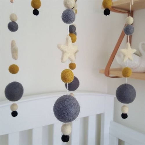  Tik Tak Design Co. Navy Star Baby Mobile by Tik Tak Design Co  Felt Ball Mobile for Your Boy or Girl Babies Bed...