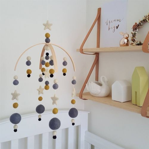  Tik Tak Design Co. Navy Star Baby Mobile by Tik Tak Design Co  Felt Ball Mobile for Your Boy or Girl Babies Bed...