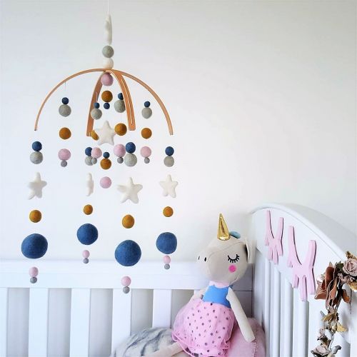  Tik Tak Design Co. Navy Star Baby Mobile by Tik Tak Design Co  Felt Ball Mobile for Your Boy or Girl Babies Bed...