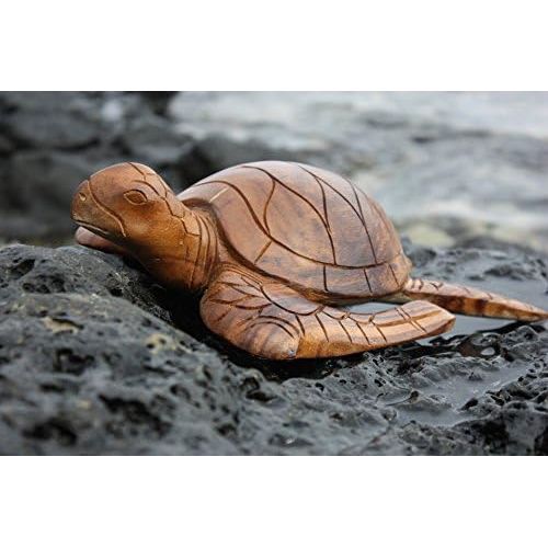  TikiMaster Carved Hawaiian Turtle Honu 12 Natural - Hand Carved | #yu40330n