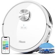 Tikom Robot Vacuum and Mop Combo, LiDAR Navigation, L9000 Robotic Vacuum Cleaner, 4000Pa Suction, 150Mins Max, Smart Mapping, 14 No-go Zones, Good for Pet Hair, Carpet, Hard Floor, White