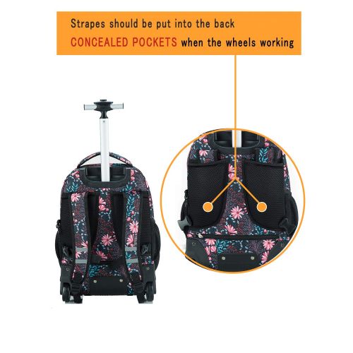  Tilami New Antifouling Design 18 Inch Wheeled Rolling Backpack Luggage and Lunch Bag