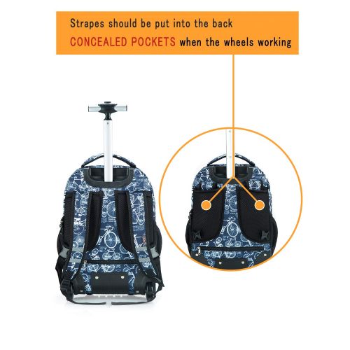  Tilami New Antifouling Design 18 Inch Wheeled Rolling Backpack Luggage and Lunch Bag