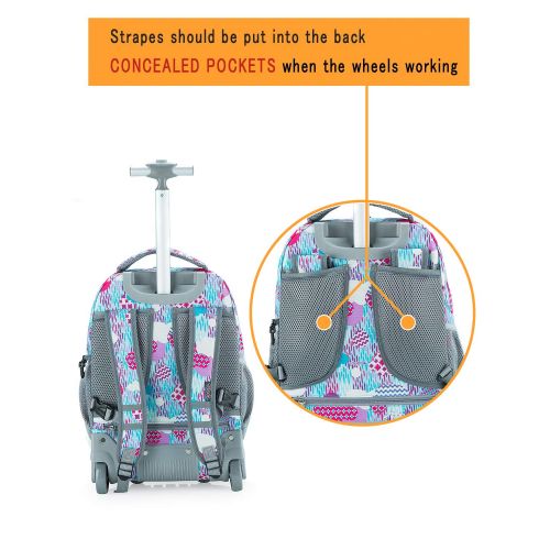  Tilami New Antifouling Design 18 Inch Wheeled Rolling Backpack Luggage and Lunch Bag