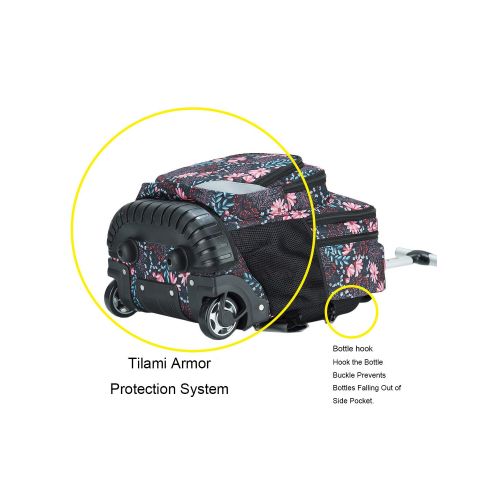  Tilami New Antifouling Design 18 Inch Wheeled Rolling Backpack Luggage and Lunch Bag