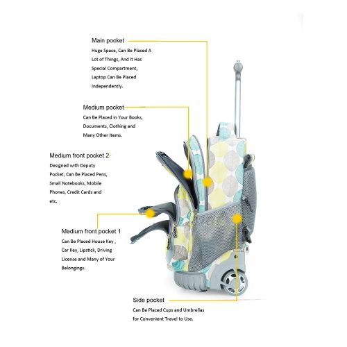  Tilami New Antifouling Design 18 Inch Wheeled Rolling Backpack Luggage and Lunch Bag