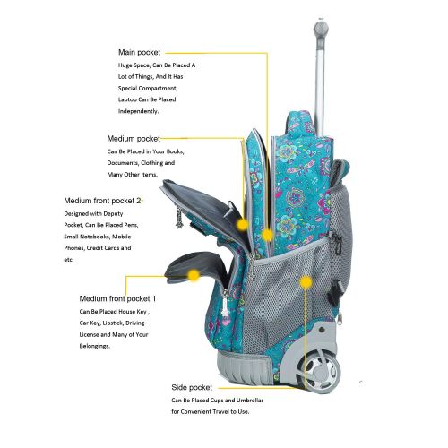  Tilami New Antifouling Design 18 Inch Wheeled Rolling Backpack Luggage and Lunch Bag