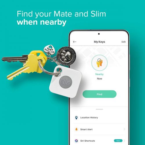  [아마존베스트]Tile Starter Pack (2020) 2-pack (1 Mate, 1 Slim) - Bluetooth Tracker, Item Locator & Finder for Keys and Wallets or Backpacks and Tablets; Easily Find All Your Things