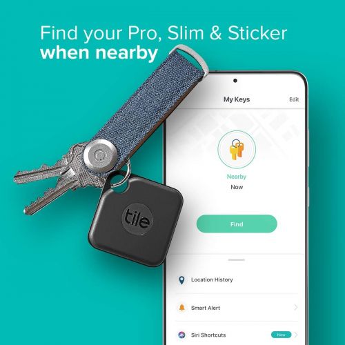  Tile Pro Essentials (2020) 4-pack (2 Black Pros, 1 Slim, 1 Sticker) - High Performance Bluetooth Trackers & Item Locators for Keys, Luggage, Wallets and Remotes; Easily Find All Yo