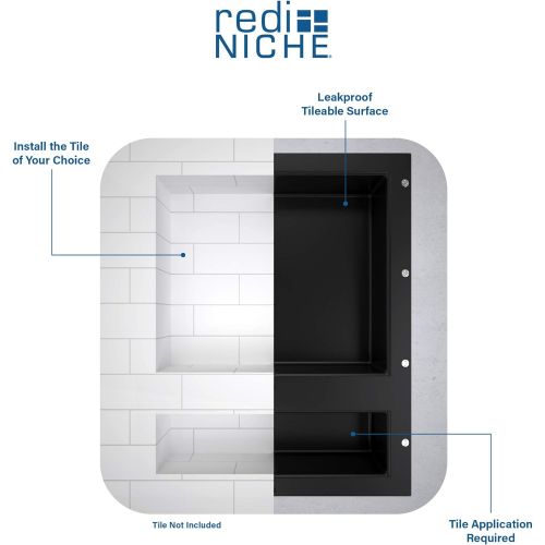  Tile Redi USA RNTH1620S-20D Shower Niche, 32 W x 20 H, Black