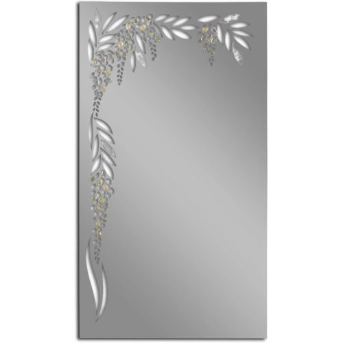  Tilebay LLC Silver Flower Led Lighted Mirror | Bathroom Mirror | Led Make-up Mirror | Glass Accents | 3 Switch Types Available 43x25