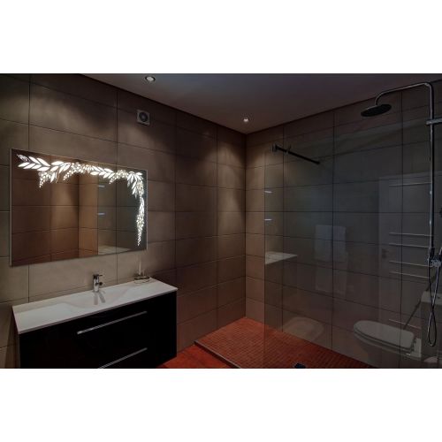  Tilebay LLC Silver Flower Led Lighted Mirror | Bathroom Mirror | Led Make-up Mirror | Glass Accents | 3 Switch Types Available 43x25