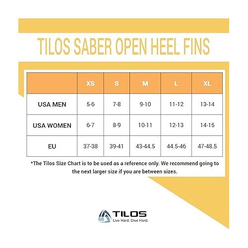  Tilos Saber Open Heel Fins, Adjustable Fins for Diving