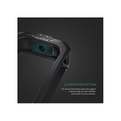  Tilta Full Camera Cage Compatible with Insta360 X3 | Aluminum & Stainless Steel Construction Casing | Two ¼” Threads | Cold Shoe Mount | Quick Release | GoPro Mount | (Black) TA-T41-FCC-B