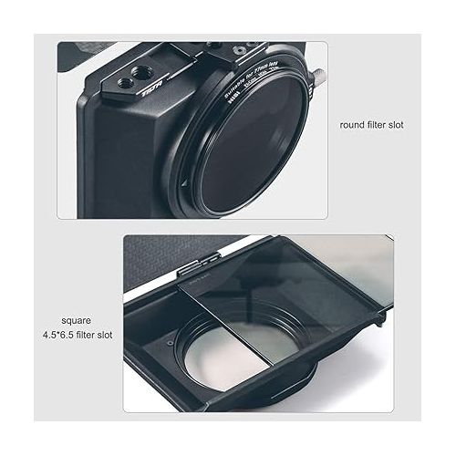  Tilta Mini Matte Box | 15mm Rod Adapter & 4 Lens Adapters | Lightweight | Filter Support | Top Flag | Dual Cold Shoe Mount | Designed for Mirrorless, DSLR | MB-T15