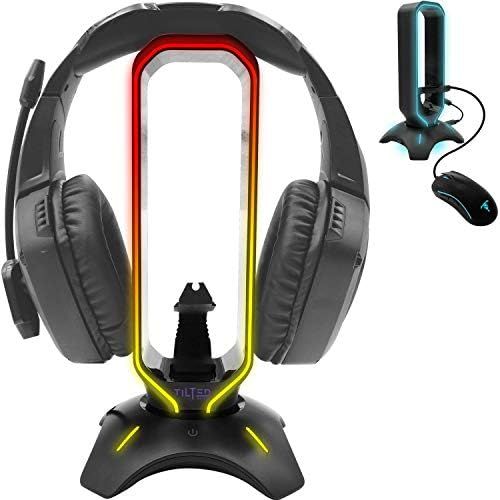  Tilted Nation RGB Headset Stand and Gaming Headphone Stand Display with Mouse Bungee Cord Holder - Gaming Headset Holder with USB 3.0 Hub for Wired or Wireless Headsets for Xbox, P