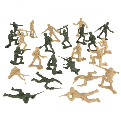  Tim Mee Toy TimMee Plastic Army Men - Green vs Tan 100pc Toy Soldier Figures - Made in USA