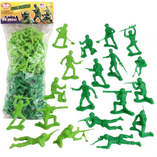  Tim Mee Toy TimMee Plastic Army Men - Green vs Green 96pc Soldier Figures Made in USA