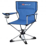 Timber Goplus Swivel Camping Chair w/Cup Holder & Carrying Bag, Foldable 360-degree Free Rotation Chair for Fishing Picnic Hiking (Blue)