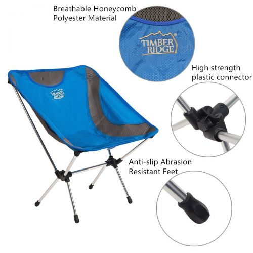  Timber Ridge Ultra Lightweight Portable Aluminum Folding Camping Chair with Carry Bag