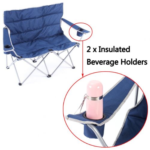  Timber Campland Double Folding Arm Chair Heavy Duty for Camping, Fishing, BBQ, Beach