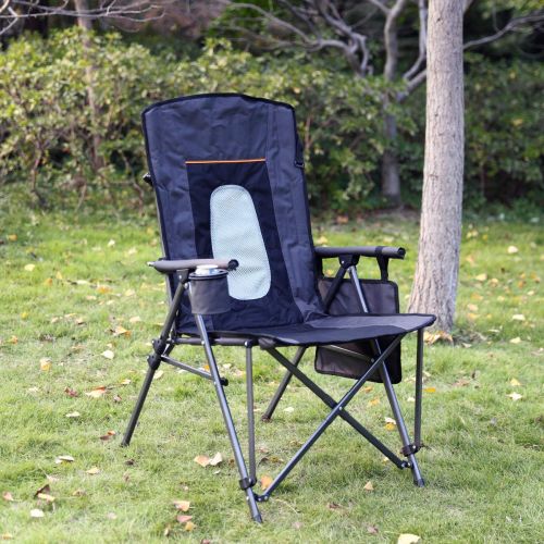  Timber PORTAL Oversized Quad Folding Camping Chair High Back Cup Holder Hard Armrest Storage Pockets Carry Bag Included, Support 300 lbs