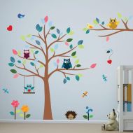Timber Artbox Cheerful Nursery Wall Decals with Owls & Tree - Best Decor for Kids Room, Nursery & Playroom