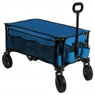 Timber Ridge Camping Wagon Folding Garden Cart Shopping Trolley Collapsible Heavy Duty Utility Use, Side Bag, Blue