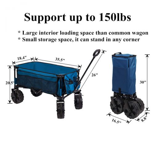  Timber Ridge Folding Camping Wagon/Cart - Collapsible Sturdy Steel Frame Garden/Beach Wagon/Cart Heavy Duty