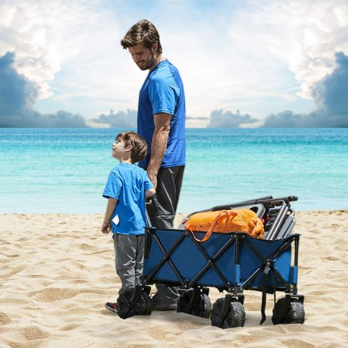  Timber Ridge Folding Camping Wagon/Cart - Collapsible Sturdy Steel Frame Garden/Beach Wagon/Cart Heavy Duty