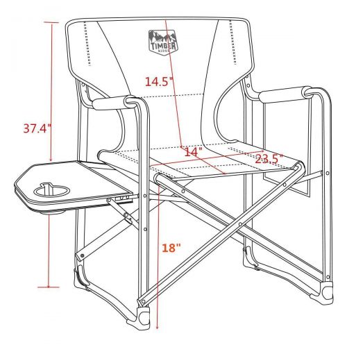  Timber Ridge Directors Chair Oversize Portable Folding Support 300lbs Utility Lightweight for Camping Breathable Mesh Back with Side Storage Bag, Side Table