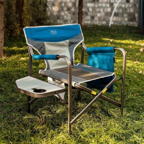  Timber Ridge Directors Chair Oversize Portable Folding Support 300lbs Utility Lightweight for Camping Breathable Mesh Back with Side Storage Bag, Side Table