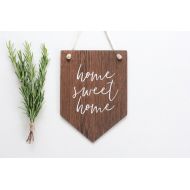 TimberFolkStore Home Sweet Home Wall Banner. Wooden Wall Art. Pennant, Wall Decor, Home Decor . Housewarming Gift, Rustic Wooden Sign, New Home Gift