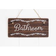 TimberFolkStore Bathroom Door Sign, Wooden Bathroom Sign, Toilet Sign, Rustic Bathroom Decor, Farmhouse Decor, Bathroom Art