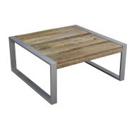 Timbergirl AA1514 Reclaimed Wood Silver Legs, Square Coffee Table Brown