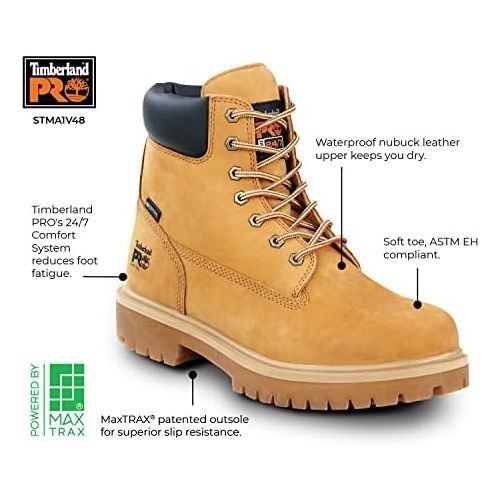 팀버랜드 Timberland PRO 6IN Direct Attach Mens, Soft Toe, MaxTrax Slip Resistant, WP Boot