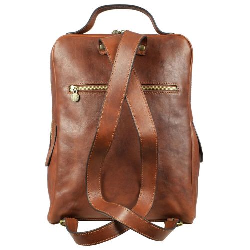  Time Resistance Leather Backpack Rucksack City Bag Unisex Matt Brown